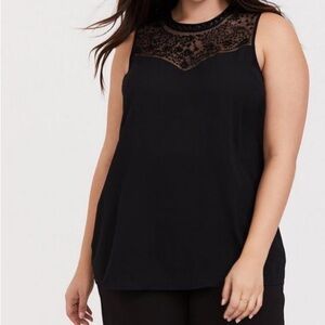 Torrid Black Georgette Embellished Mock Neck Tunic Tank Size 2